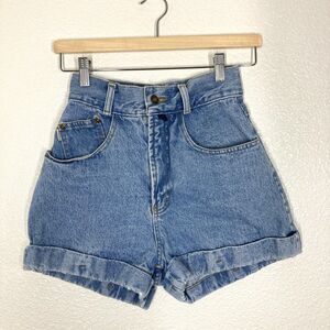 Vintage Esprit Jean Shorts Womens 5 Blue High Rise Denim Cuffed Rolled Hem 90s